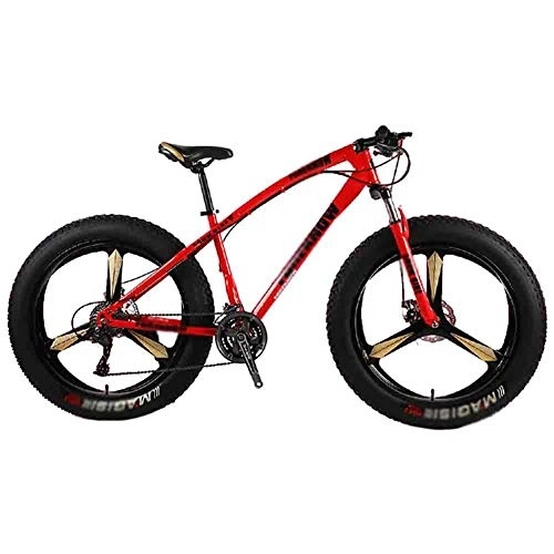 Fat Tyre Mountain Bike : LILIS Mountain Bike Folding Bike Bicycle MTB Adult Beach Bike Snowmobile Bicycles Mountain Bikes For Men And Women 26IN Wheels Adjustable Speed Double Disc Brake (Color : Red, Size : 21 speed)