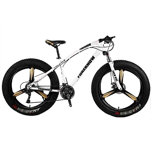 Fat Tyre Mountain Bike : LILIS Mountain Bike Folding Bike Bicycle MTB Adult Beach Bike Snowmobile Bicycles Mountain Bikes For Men And Women 26IN Wheels Adjustable Speed Double Disc Brake (Color : White, Size : 21 speed)