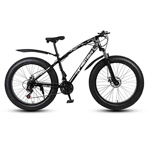 Fat Tyre Mountain Bike : LILIS Mountain Bike Folding Bike Bicycle MTB Adult Beach Bike Snowmobile Bicycles Mountain Bikes For Men And Women 26IN Wheels Double Disc Brake (Color : Black, Size : 21 speed)