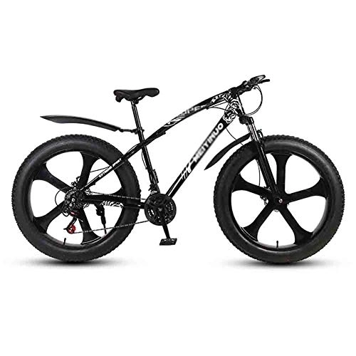 Fat Tyre Mountain Bike : LILIS Mountain Bike Folding Bike Bicycle MTB Adult Mountain Bikes Beach Bike Snowmobile Bicycles Big Tire For Men And Women 26IN Wheels Double Disc Brake (Color : Black, Size : 21 speed)