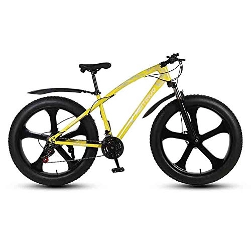 Fat Tyre Mountain Bike : LILIS Mountain Bike Folding Bike Bicycle MTB Adult Mountain Bikes Beach Bike Snowmobile Bicycles Big Tire For Men And Women 26IN Wheels Double Disc Brake (Color : Yellow, Size : 21 speed)