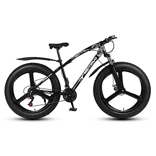 Fat Tyre Mountain Bike : LILIS Mountain Bike Folding Bike Bicycle MTB Adult Mountain Bikes Beach Bike Snowmobile Bicycles For Men And Women 26IN Wheels Double Disc Brake (Color : Black, Size : 21 speed)
