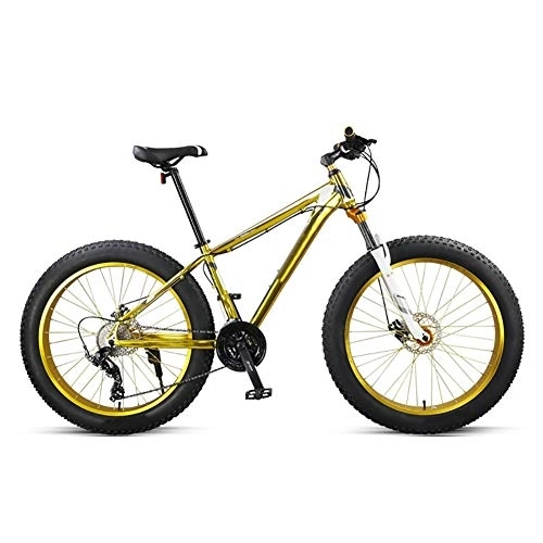 Fat Tyre Mountain Bike : LILIS Mountain Bike Folding Bike Fat Tire Bike MTB Bicycle Adult Road Bikes Beach Snowmobile Bicycles For Men Women (Color : Gold)