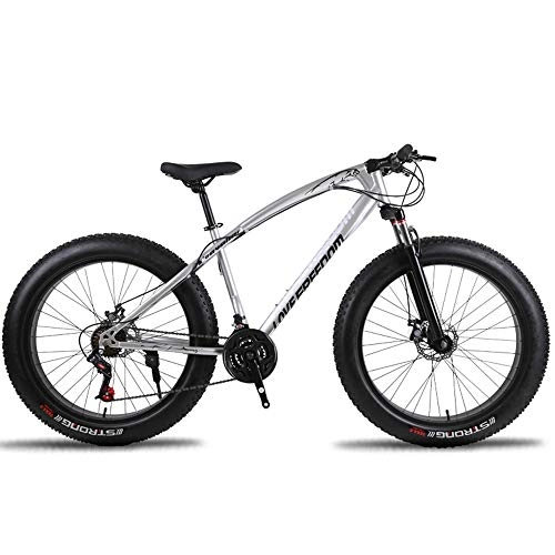 Fat Tyre Mountain Bike : LISI 26 inch off-road ATV 24 speed snowmobile speed mountain bike 4.0 big tire wide tire bicycle, Silver