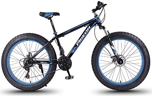 Fat Tyre Mountain Bike : LIYONG Super Wind Speed Bike! 24 speed adult mountain bike 27.5 inch fat tire bike frame made of carbon steel bike with disc brakes blue-Blue-SX003