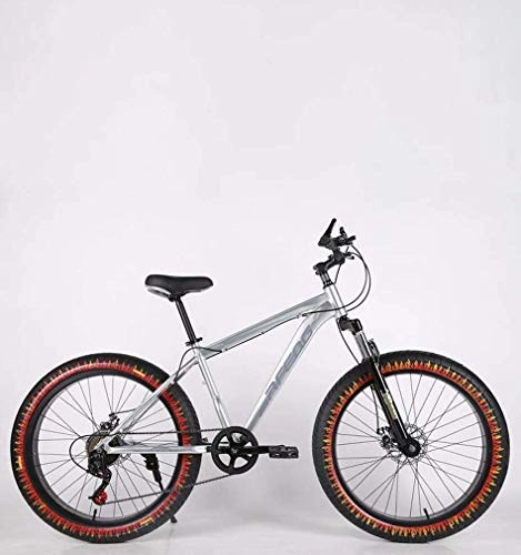 Fat Tyre Mountain Bike : LJ Bicycle, Adult Fat Tire Mountain Bike, Double Disc Brake Beach Snow Bicycle, High-Carbon Steel Frame Cruiser Bikes, 26 inch Flame Wheels, E, 24 Speed, B, 27 Speed