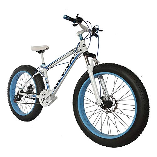 Fat Tyre Mountain Bike : LJXiioo Fat Bike 26 Wheel Size And Men Gender Fat Bicycle From Snow Bike, Fashion Mtb 21 Speed Full Suspension Steel Double Disc Brake Mountain Mtb Bicycle, D