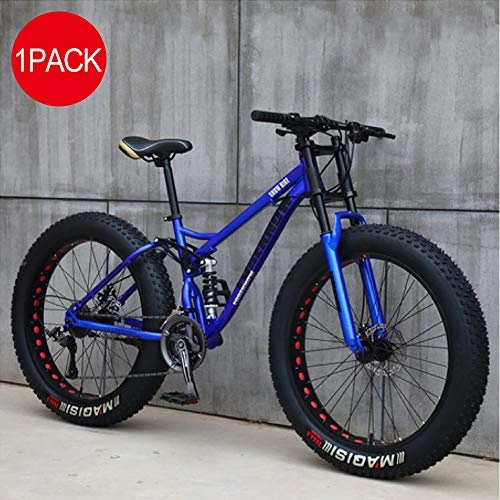 Fat Tyre Mountain Bike : LLEH 26 inch Mountain Bike, 4.0 Fat Tire Bike Adult Bike for Men and Women Outdoor Cycling Travel Work Out and Commuting, blue, 21 speed