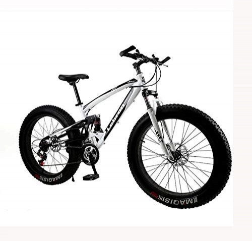 Fat Tyre Mountain Bike : LUO Bicycle, Fat Tire Mountain Bike Bicycle for Men Women, with Full Suspension MBT Bikes Lightweight High Carbon Steel Frame and Double Disc Brake, E, 26 inch 7 Speed, D, 24 inch 27 Speed