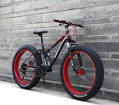 Fat Tyre Mountain Bike : LUO Bicycle, Fat Tire Mountain Bike for Adults, High Carbon Steel Frame, Hardtail Dual Suspension Frame, Double Disc Brake, 4.0 inch Tire, E, 24 inch 24 Speed, A, 26 inch 21 Speed