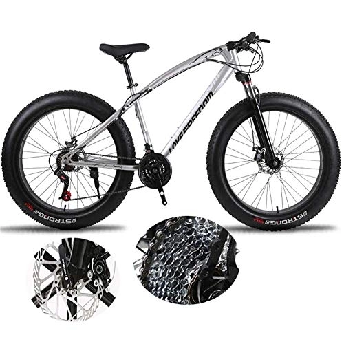 Fat Tyre Mountain Bike : LXDDP Fat Tire Mens Mountain Bike, Outdoor Cycling, 26-Inch / Medium High-Tensile Steel Frame, 26-Inch Wheels