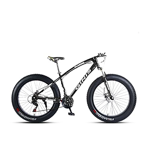 Fat Tyre Mountain Bike : LXMTing Mountain bike for men, 26 inch Fat Tire Road bike Snow Bicycle Beach Bike steel frame with high carbon content, 7 / 21 / 24 / 27 Speed ​​with disc brakes and suspension fork, A, 24 speed
