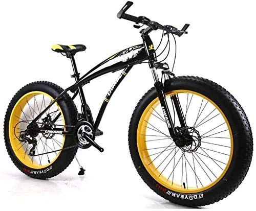 Fat Tyre Mountain Bike : Lxyfc Fast lfc xy MTB Men MTB 7 / 21 / 24 / 27 speed 26-inch thick snow tire road bicycle pedal the bicycle with disc brakes and the suspension fork, black and yellow, speed 24 Essential