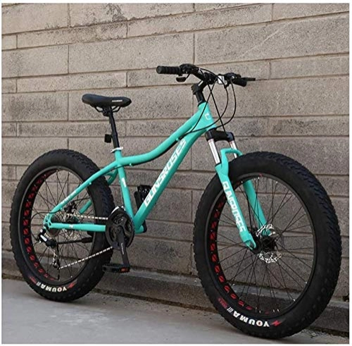 Fat Tyre Mountain Bike : LYQZ Sturdy 26 Inch Mountain Bikes, High-carbon Steel Hardtail Mountain Bike, Fat Tire All Terrain Mountain Bike, Women Men's Anti-Slip Bikes (Color : Blue, Size : 21 Speed)