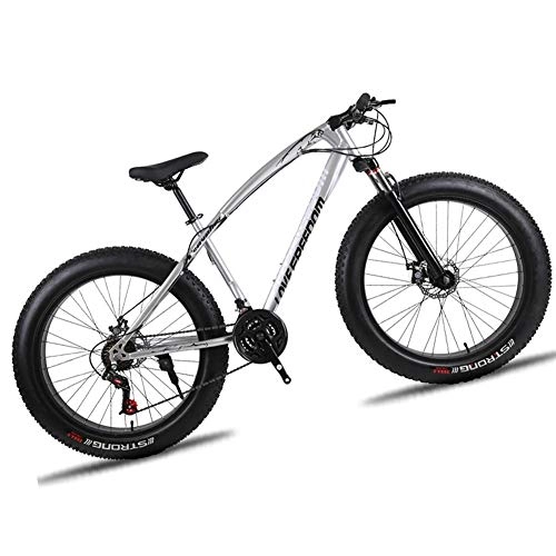 Fat Tyre Mountain Bike : LYRWISHJD 26 Inch Wheels Beach Bike Big Wheel Mountain Bicycle Dual Suspension Bikes Adjustable Seat Country Gearshift Bicycle Unisex Adult Student Outdoors (Color : White, Speed : 24Speed)