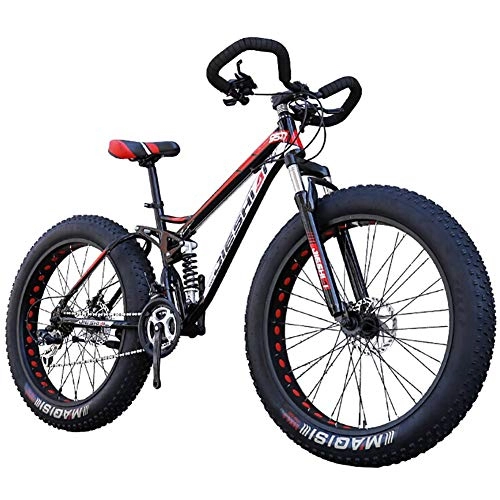 Fat Tyre Mountain Bike : LYRWISHJD 4.0 Fat Tire Mountain Bike Snow Bike High Carbon Steel Frame Central Shock Absorber Adjustable Seat Height Exercise Bikes 24 Inch-27 Speed Black (Size : 26 inch, 速度 Speed : 27 Speed)