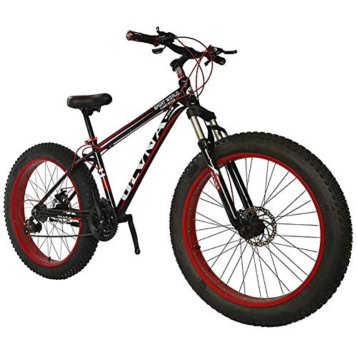 Fat Tyre Mountain Bike : LYRWISHJD Exercise Bikes Trek Mountain Bike Maximum Load 120kg High Carbon Steel Frame Men's And Women's Bikes For Unisex Adult Student Outdoors (Color : Black red, Speed : 30 Speed)