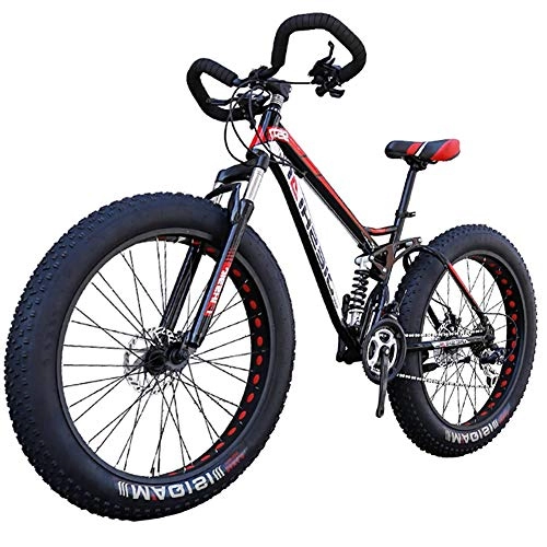 Fat Tyre Mountain Bike : LYRWISHJD New Mountain Bike Aluminum Alloy Non-slip Pedals, Downhill Bicycle Bold Fork Snow Bike，26 Inch-27 Speed Bicycle For Adult Female / Male (Size : 26 inch, 速度 Speed : 21 Speed)