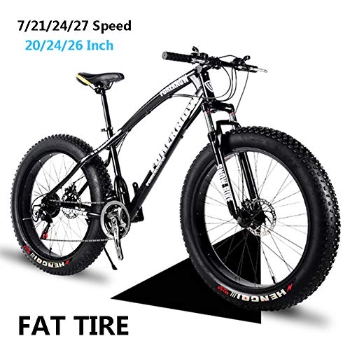 Fat Tyre Mountain Bike : LYTLD Outroad Mountain Bike for Adults and Teen, Outdoor Riding Bicycle 7 / 21 / 24 / 27 Speed Double Disc Brakes High-carbon Steel Hardtail MTB Bike