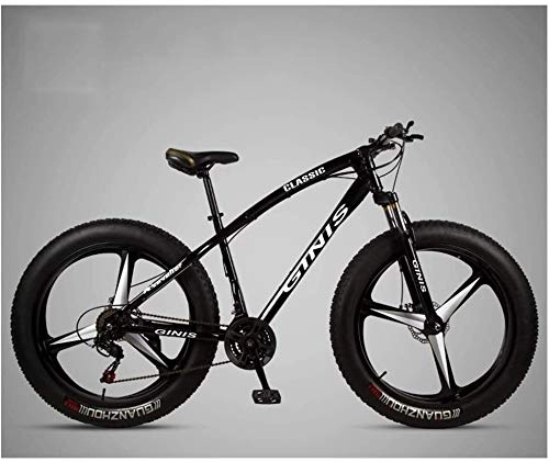 Fat Tyre Mountain Bike : Lyyy 26 Inch Mountain Bicycle, High-carbon Steel Frame Fat Tire Mountain Trail Bike, Men's Womens Hardtail Mountain Bike with Dual Disc Brake YCHAOYUE (Color : Black, Size : 30 Speed 3 Spoke)