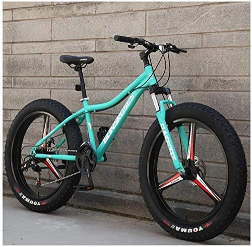 Fat Tyre Mountain Bike : Lyyy 26 Inch Mountain Bikes, High-carbon Steel Hardtail Mountain Bike, Fat Tire All Terrain Mountain Bike, Women Men's Anti-Slip Bikes YCHAOYUE (Color : Blue, Size : 24 Speed 3 Spoke)