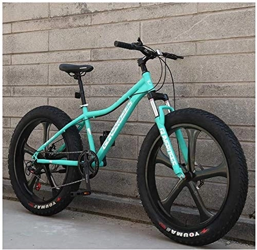 Fat Tyre Mountain Bike : Lyyy 26 Inch Mountain Bikes, High-carbon Steel Hardtail Mountain Bike, Fat Tire All Terrain Mountain Bike, Women Men's Anti-Slip Bikes YCHAOYUE (Color : Blue, Size : 27 Speed 5 Spoke)