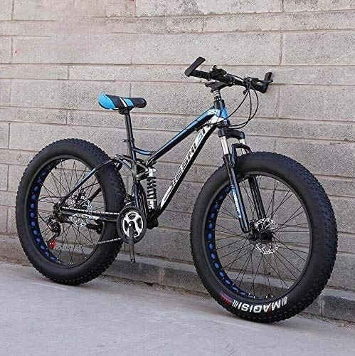 Fat Tyre Mountain Bike : MAMINGBO Mountain Bike, 4.0 Inch Fat Tire Hardtail Mountain Bicycle Dual Suspension Frame, High Carbon Steel Frame, Double Disc Brake, Size:24 inch21 speed, Colour:F