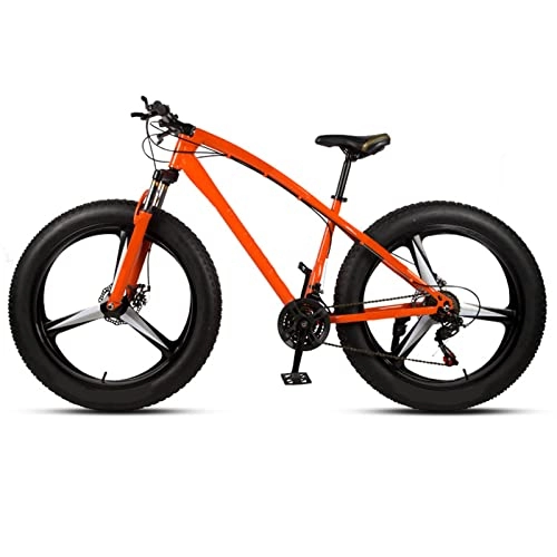 Fat Tyre Mountain Bike : Mapeieet 26 * 4.0 Inch Thick Wheel Mountain Bikes, Adult Fat Tire Mountain Trail Bike, 21 Speed Bicycle, High-carbon Steel Frame, Dual Disc Brake Bicycle, Orange