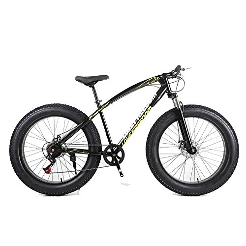 Fat Tyre Mountain Bike : Mens' Mountain Bike, 26 inch Fat Tire Road Bicycle Snow Bike Beach Bike High-carbon Steel Frame, 7 / 21 / 24 / 27 speed With Disc Brakes and Suspension Fork, Black, 21Speed