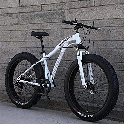 Fat Tyre Mountain Bike : MG Mountain Bikes, Fat Tire Hardtail High Carbon Steel Frame Mountain Bicycle, Spring Suspension Fork Mountain Bike, Double Disc Brake 6-6, A, 24inch 24 speed