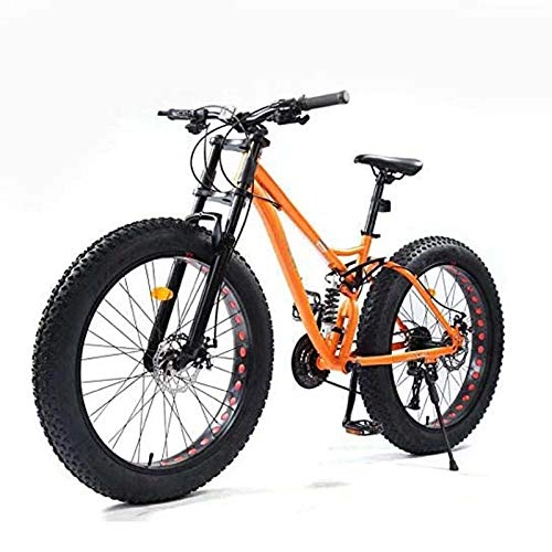 Fat Tyre Mountain Bike : MIAOYO Mountain Bikes 26-Inch, Adult Fat Tire Bicycle, Fat Tire MBT Bike Bicycle Soft Tail, High-Carbon Steel Frame, Yellow, 27speed