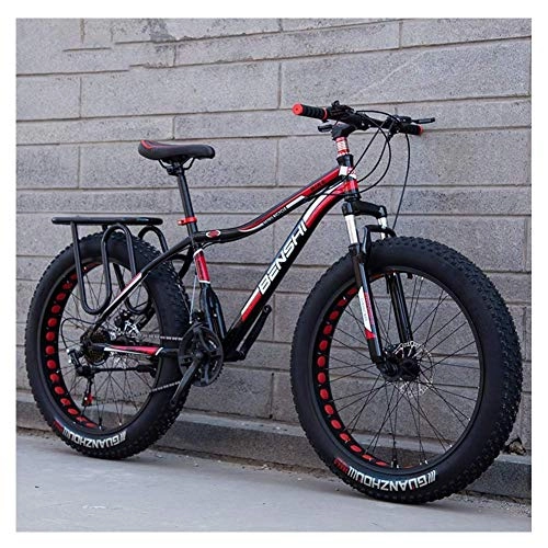 Fat Tyre Mountain Bike : MJY Adult Fat Tire Mountain Bikes, Dual Disc Brake Hardtail Mountain Bike, Front Suspension Bicycle, Women All Terrain Mountain Bike, Red B, 24 Inch 21 Speed