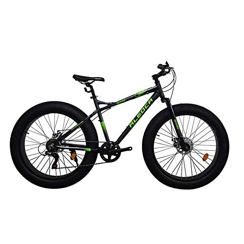 Fat Tyre Mountain Bike : Mnjin Outdoor sports Fat bike, 26 inch 7 speed shift double disc brakes off-road 4.0 tires snowmobile beach adult bicycle, Black
