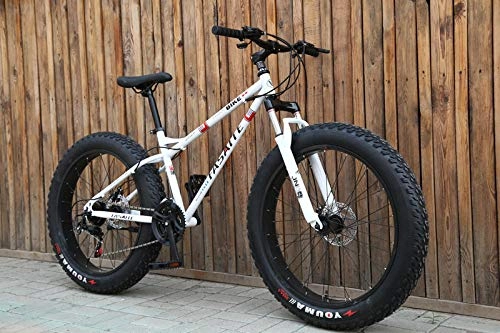 Fat Tyre Mountain Bike : Mountain bike 4.0 fat tire mountain bike 24 / 26 inch high carbon steel ATV snowmobile-24 inch white_24 speed_Spain