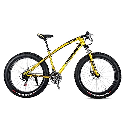 Fat Tyre Mountain Bike : Mountain Bike，Adult Road Bicycle 24 Inch 21 / 24 / 27 Speed Men Woman Oil Spring Fork Front Fork Ride yellow- 20 27 speed