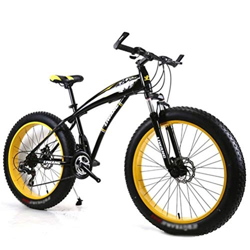 Fat Tyre Mountain Bike : Mountain Bike, Aluminum Alloy 24 Inch Wheels Road Bicycle Cycling Travel Unisex (Color : Black yellow, Size : 21 Speed)