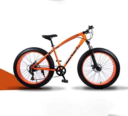 Fat Tyre Mountain Bike : Mountain Bike BMX Mountain Bikes, 26 Inch Fat Tire Hardtail Mountain Bike, Dual Suspension Frame And Fork All Terrain Bicycle, Men's And Women Adult ( Color : Orange spoke , Size : 24 speed )