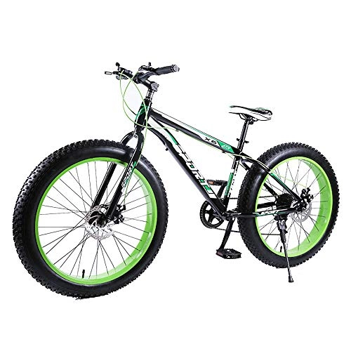 Fat Tyre Mountain Bike : Mountain Bike Fat Tire 26In Bicycle Wheels Cycling 7Speed Full Suspended Frame Double Disc Brake Suspension Fork Carbon Steel, a, 26"×7speed