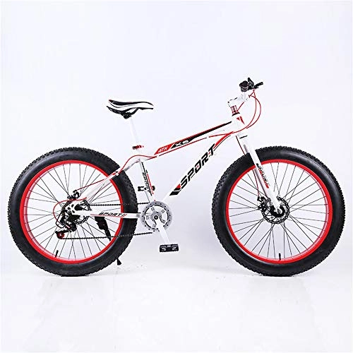 Fat Tyre Mountain Bike : Mountain Bike Fat Tire 26In Bicycle Wheels Cycling 7Speed Full Suspended Frame Double Disc Brake Suspension Fork Carbon Steel, e, 26"7speed