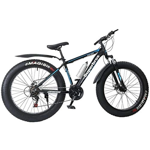 Fat Tyre Mountain Bike : Mountain Bike Fat Tire Bikes for Adult with High Carbon Steel Frame, 21 Speed 26 Inch, Disc Brake Anti-Slip Bicycles, Weigth 48.5Lbs for Teens