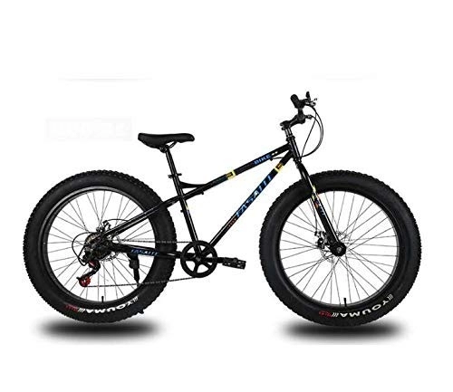 Fat Tyre Mountain Bike : Mountain Bike for Adults, Dual Disc Brake Fat Tire Mountain Trail Bicycle, Hardtail Mountain Bike, High-Carbon Steel Frame, 26 Inch Wheels