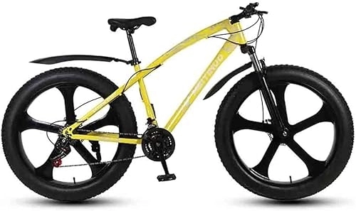 Fat Tyre Mountain Bike : Mountain Bike, Mountain Bike Folding Bike Bicycle MTB Adult Mountain Bikes Beach Bike Snowmobile Bicycles Big Tire For Men And Women 26IN Wheels Double Disc Brake (Color : Yellow, Size : 21 speed)