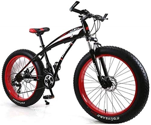 Fat Tyre Mountain Bike : Mountain Bike, Mountain Bike, Folding Bike Mens Mountain Bike 7 / 21 / 24 / 27 Speeds, 26 Inch Fat Tire Road Bicycle Snow Bike Pedals With Disc Brakes And Suspension Fork ( Color : A , Size : 24 Speed )