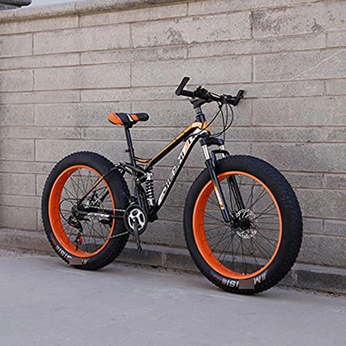 Fat Tyre Mountain Bike : Mountain Bikes Cycling Cross Country Off-Road Bicycle Variable Speed Mtb Road Fat Tire Trail Bikes For Men And Women 21 Speed 24 Inch red, orange