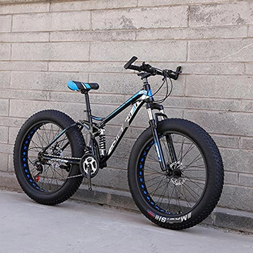 Fat Tyre Mountain Bike : Mountain Bikes Cycling Cross Country Off-Road Bicycle Variable Speed Mtb Road Fat Tire Trail Bikes For Men And Women 24 Speed 24 Inch Hollow out blue, black