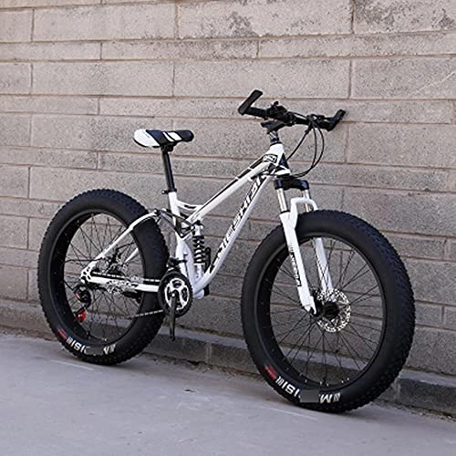 Fat Tyre Mountain Bike : Mountain Bikes Cycling Cross Country Off-Road Bicycle Variable Speed Mtb Road Fat Tire Trail Bikes For Men And Women 24 Speed 24 Inch white, black