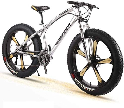Fat Tyre Mountain Bike : Movement 26 inch Mountain Bikes, Adult Boys Girls Fat Tire Mountain Trail Bike, Dual Disc Brake Bicycle, High-Carbon Steel Frame, Anti-Slip Bikes, Black, 27 Speed Suitable for Men and Women, Cycling an