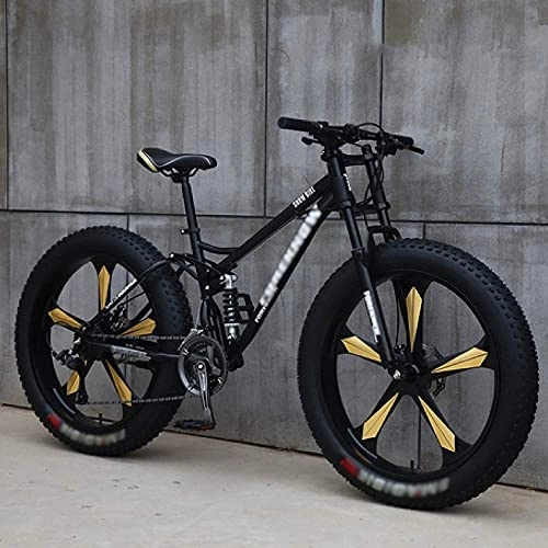 Fat Tyre Mountain Bike : MQJ Mountain Bike Variable Speed Off-Road Beach Snowmobile Adult Super Wide Tires Men and Women Bicycles are Suitable for All Kinds of Roads, F~26 Inches, 21 Speed