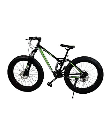 Fat Tyre Mountain Bike : MYSZCWCF 26 Inch Fat Tire Mountain Bike, Men's Aluminum Alloy Suspension Mountain Bike With Adjustable Seats, Student Bike Black (Color : Green)
