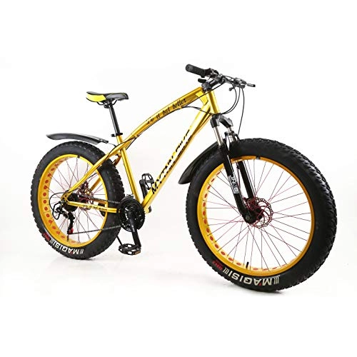 Fat Tyre Mountain Bike : MyTNN Fat bike 26 inch 21 speed Turney Shimano Mountain Bike Disc Brakes Snow Bike Beach Bike (Gold / Gold)